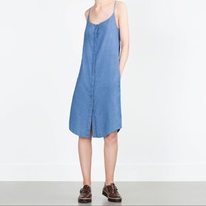 [Zara] Lightweight Denim Snap Tank Dress